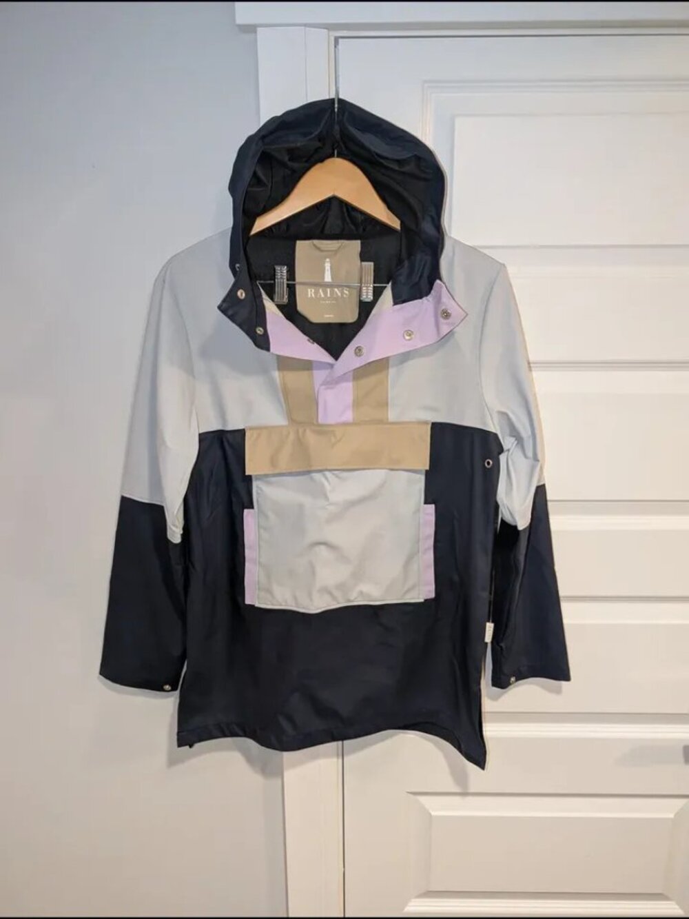 RAINS Colorblock Anorak Rain Jacket - Small